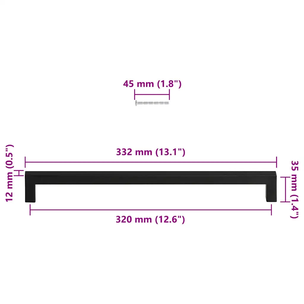 Maniglie per Mobili 5pz Nere 320mm in Acciaio Inox 155402