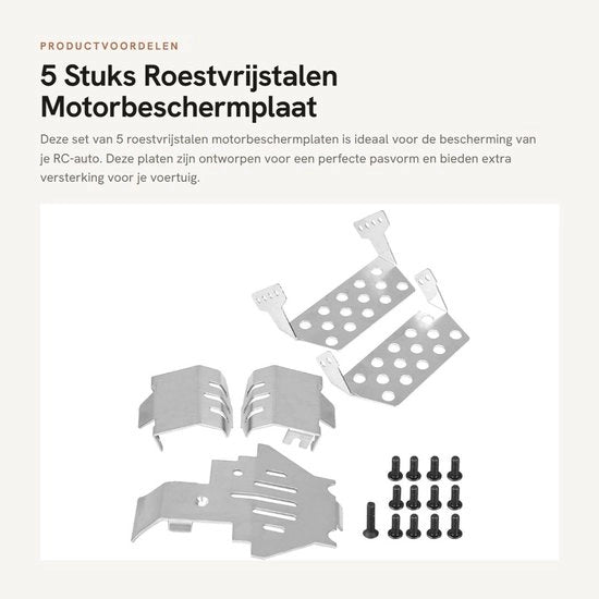 Piastra di protezione motore in acciaio inossidabile - 5 pezzi - sostituzione per 4 82056 4 RC Auto - progettata con design moderno - realizzata con materiali duraturi - protezione del telaio