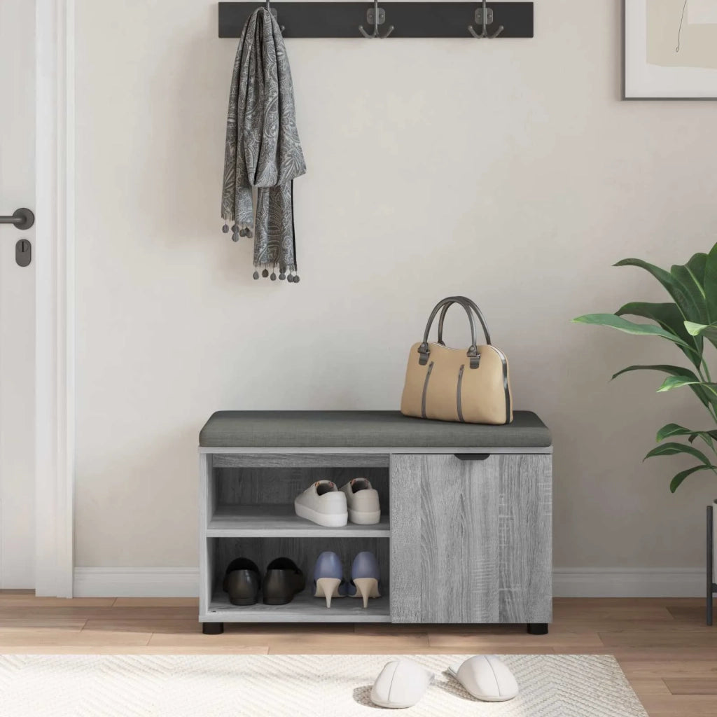 Panca per ingresso con cuscino Sonoma grigia 80 x 38 x 46 cm