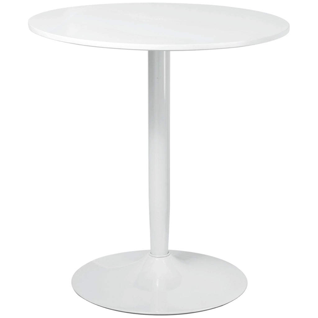 Tavolo da pranzo rotondo per cucina in MDF bianco con base in acciaio e piedini antiscivolo Ø 70 × 75 cm