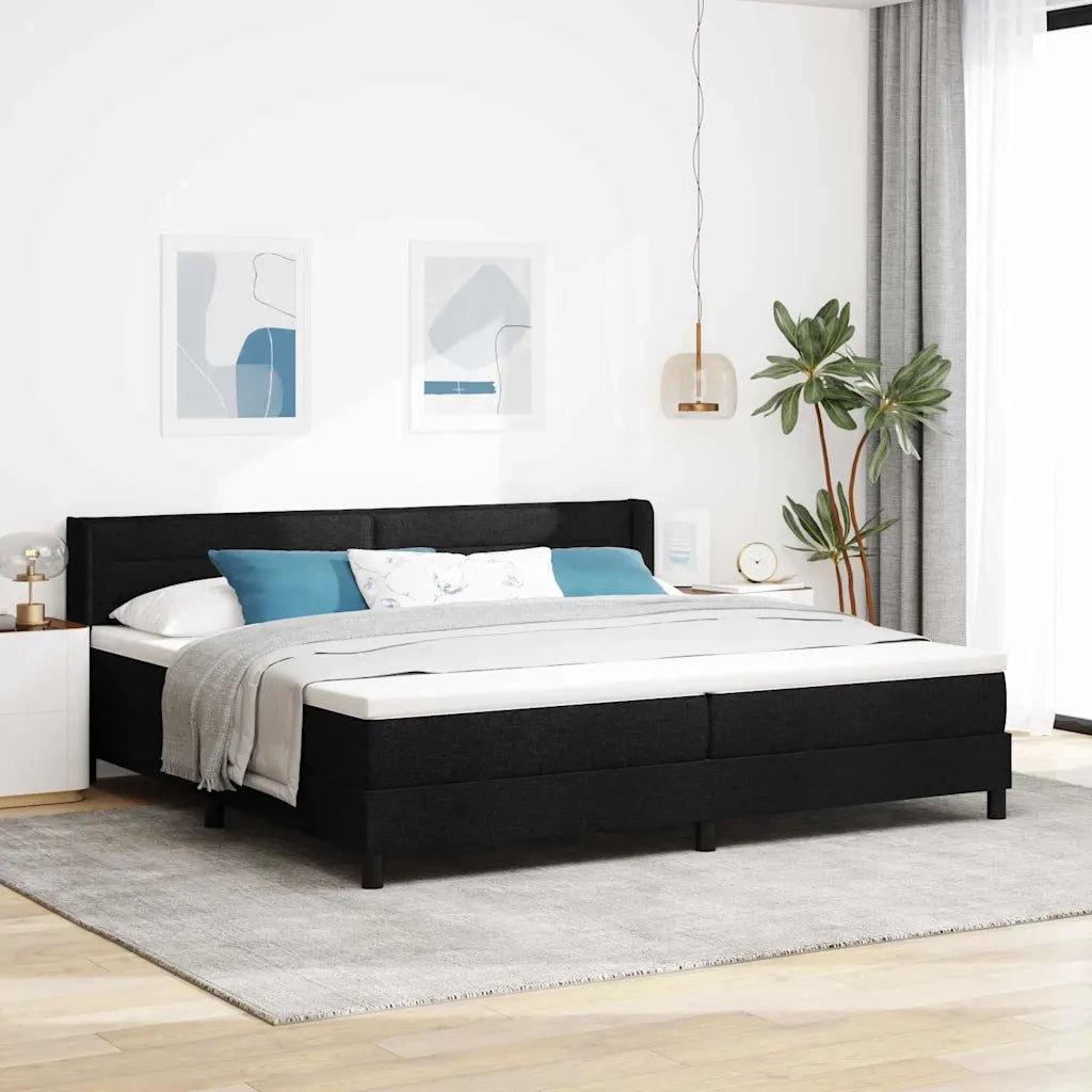 Letto a molle con testiera Nero 200 x 200 cm Tessuto 3341064
