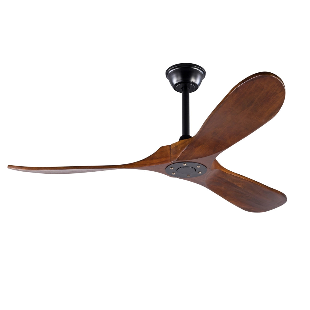 Ventilatore da soffitto 132 cm con 3 pale in legno di acero, motore DC silenzioso, telecomando e funzione memoria, finitura noce