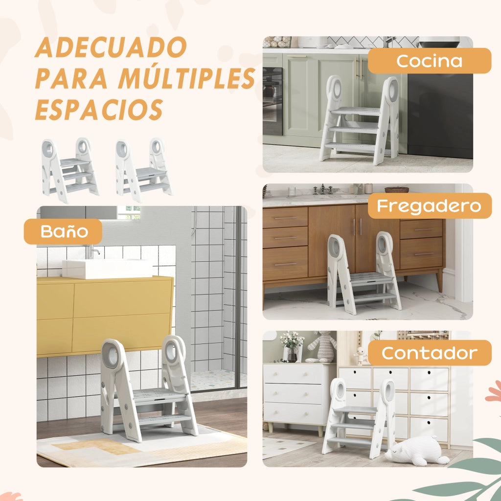 Scala di apprendimento regolabile per bambini ¨C zephmum ¨C grigio e bianco 90x40x90 cm