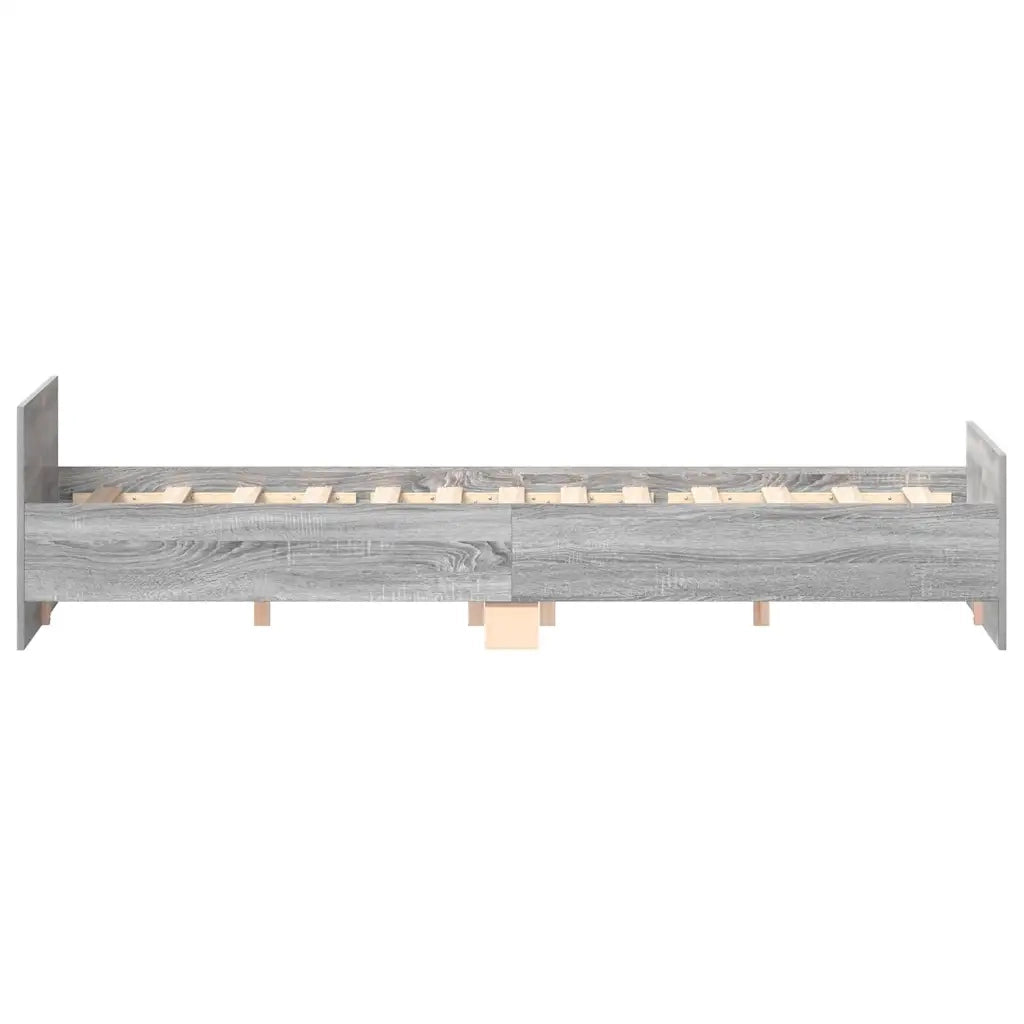 Letto matrimoniale | Letto per adulti | Giroletto con Testiera e Pediera Grigio Sonoma 135x190 cm