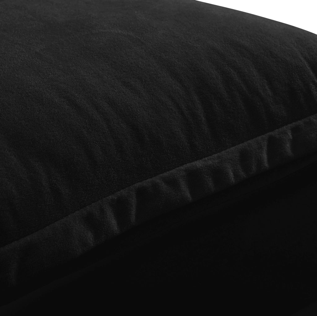 Divano modulare Cloud in Chenille nero con portariviste, porta bicchieri, USB, 2 pouf e 2 cuscini, 224x155x90 cm