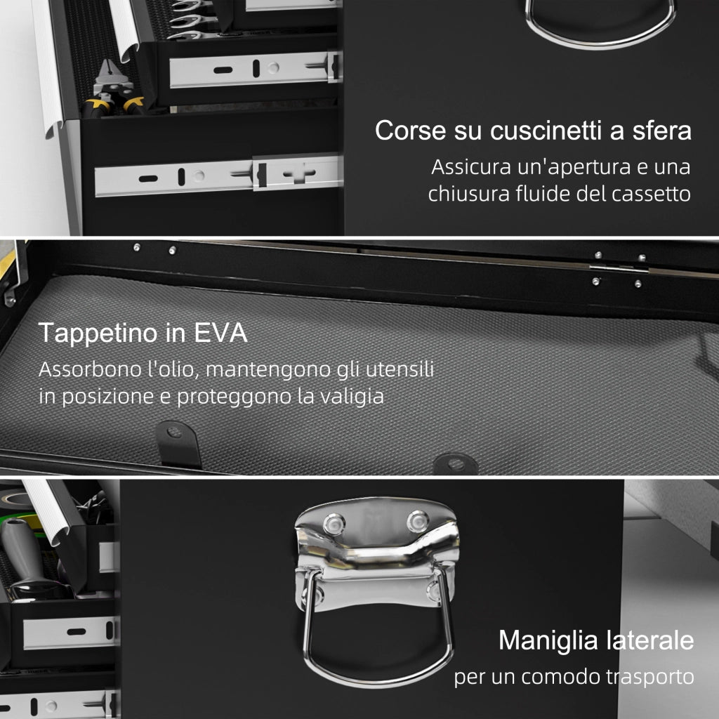 Cassettiera 6 Cassetti in Acciaio con Serratura ¨C Minimal ¨C Nero, 60x26x34cm