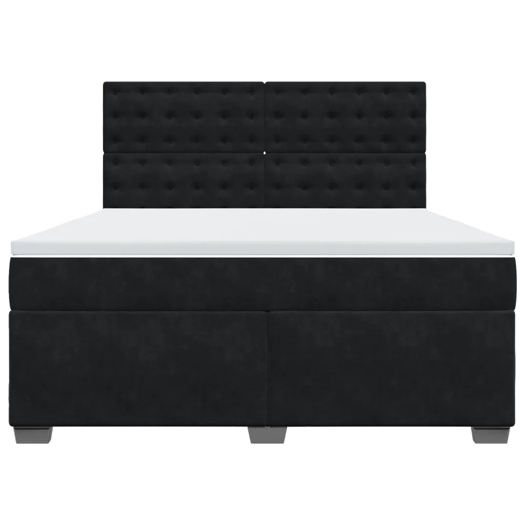 Giroletto a Molle con Materasso Nero 180x200 cm in Velluto