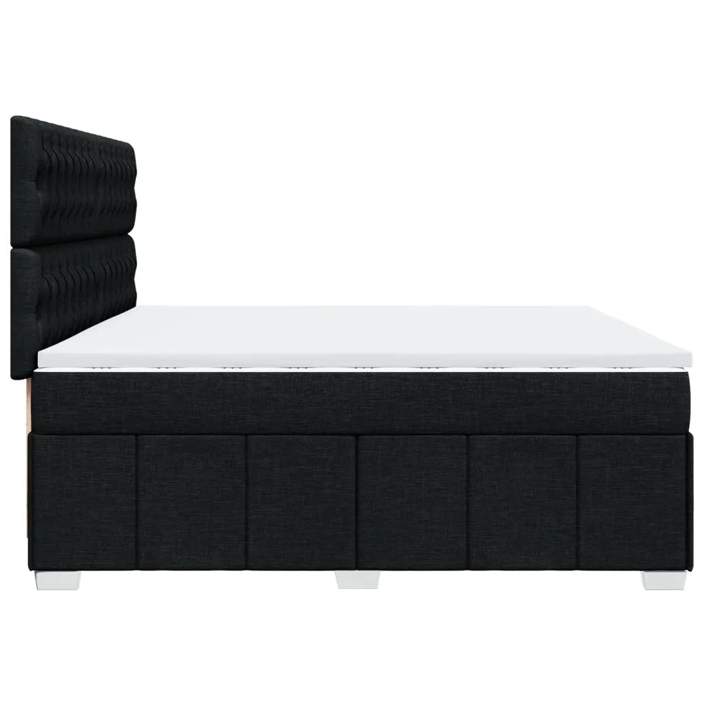 Giroletto a Molle con Materasso Nero 200x200 cm in Tessuto