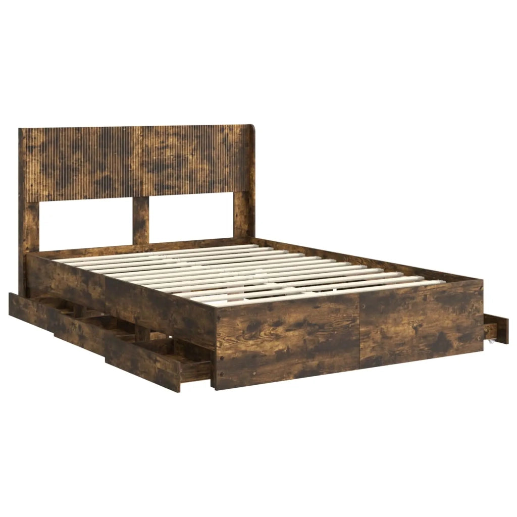Struttura del letto con stoccaggio e testata Rovere Fumo 3414303
