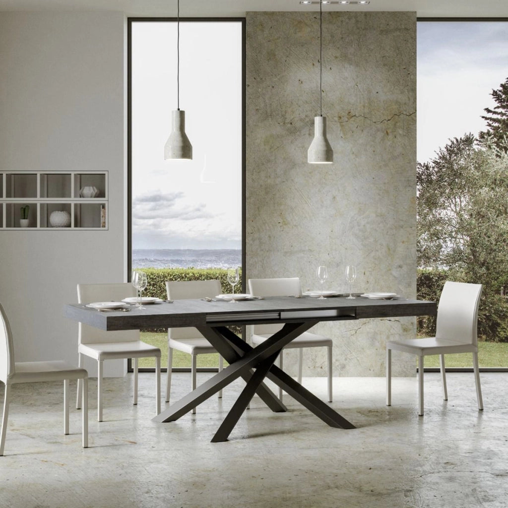 Tavolo Allungabile 140-400x90x77 cm Volantis Cemento Telaio Antracite