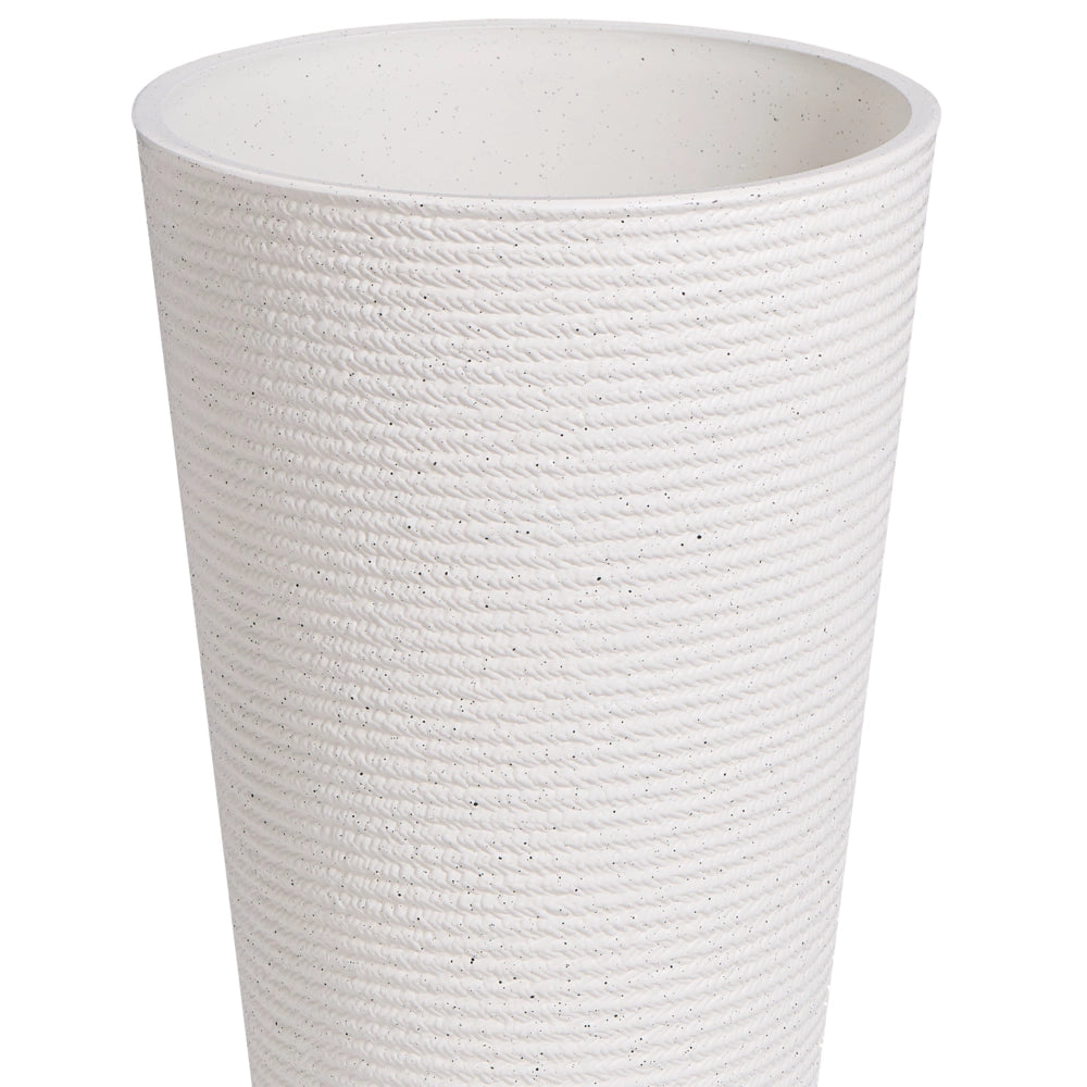 Set di 2 vasi da giardino grandi con effetto a coste per terrazzo colore bianco