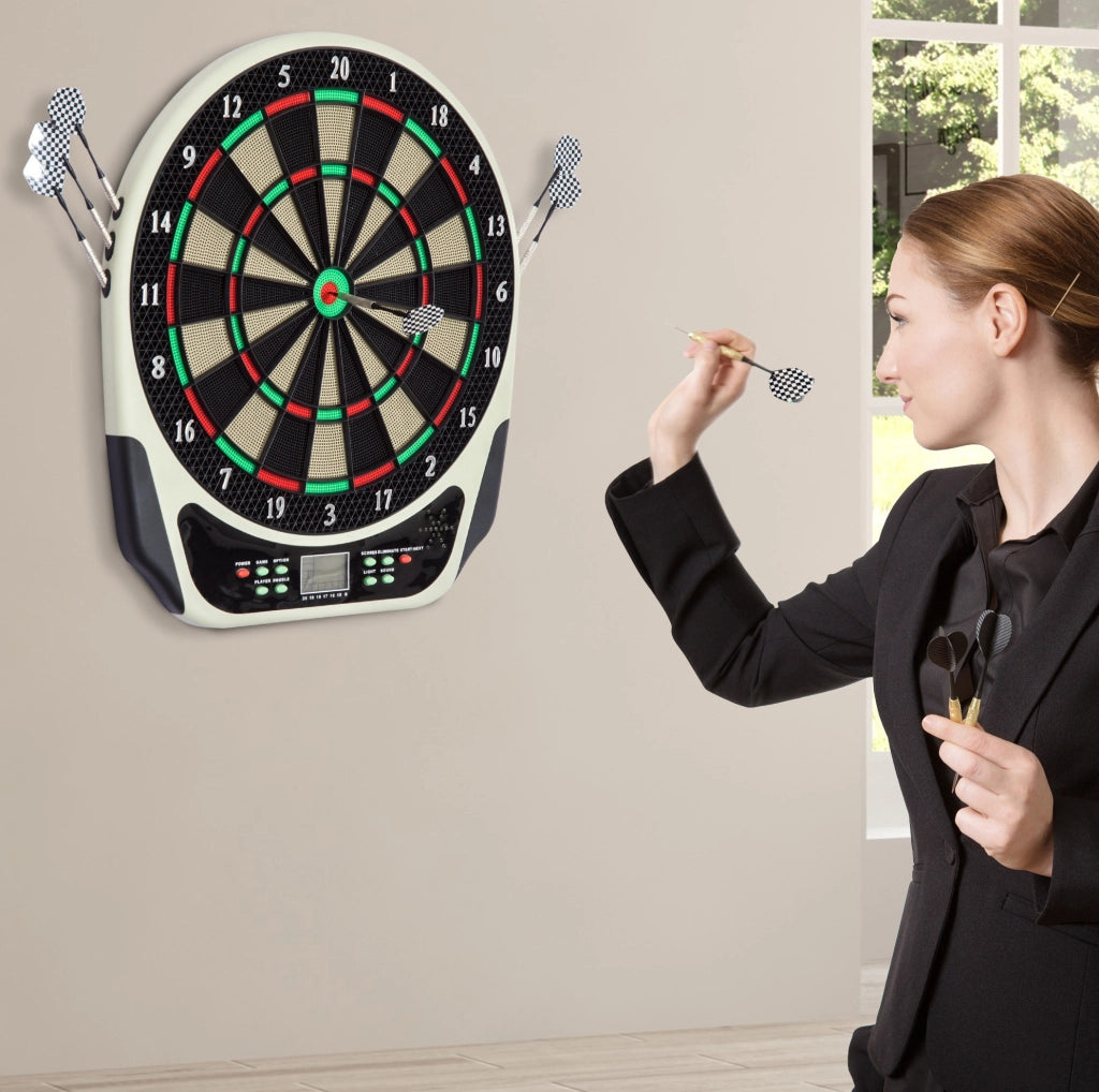 Bersaglio Elettronico per Freccette con Display LCD 18 Giochi e 159 Varianti per Fino a 8 Giocatori Nero