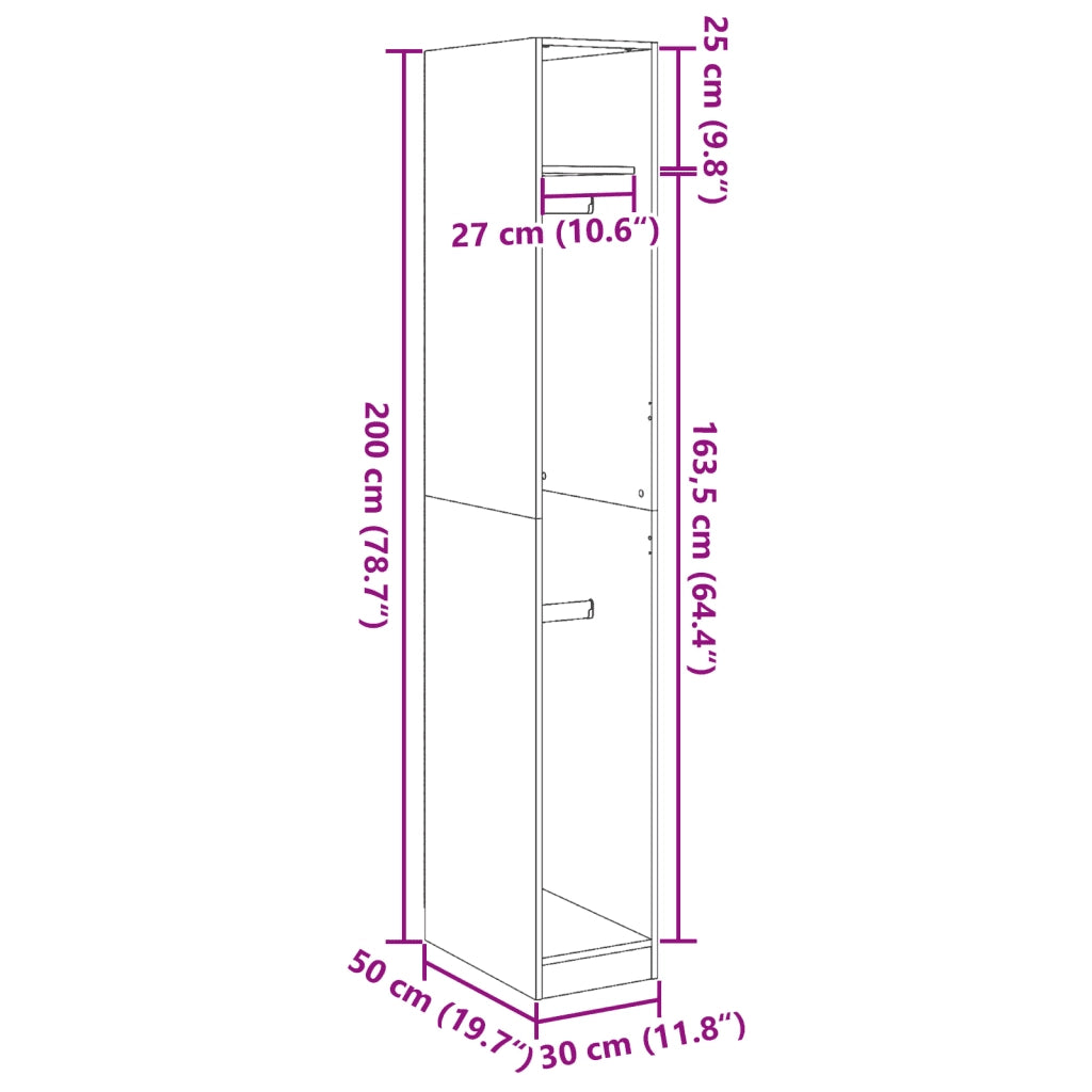 Armadio Legno Antico 30x50x200 cm in Legno Multistrato CFW8498244