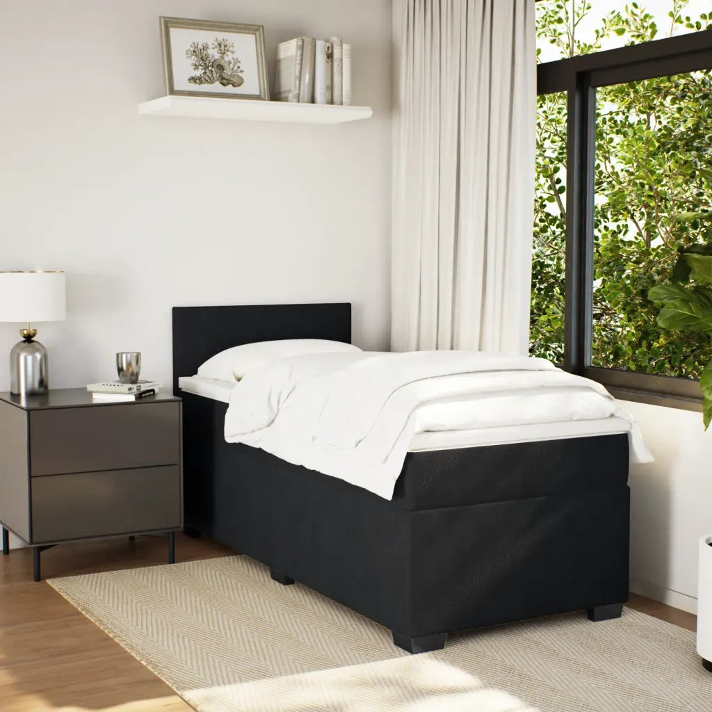Giroletto a Molle con Materasso-Struttura Letto Nero 90x200 cm in Velluto 678449
