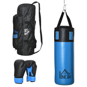 Set Sacco da Boxe da Appendere Sacco per Pugilato a 3 Strati Guantoni e Borsa di Trasporto Blu