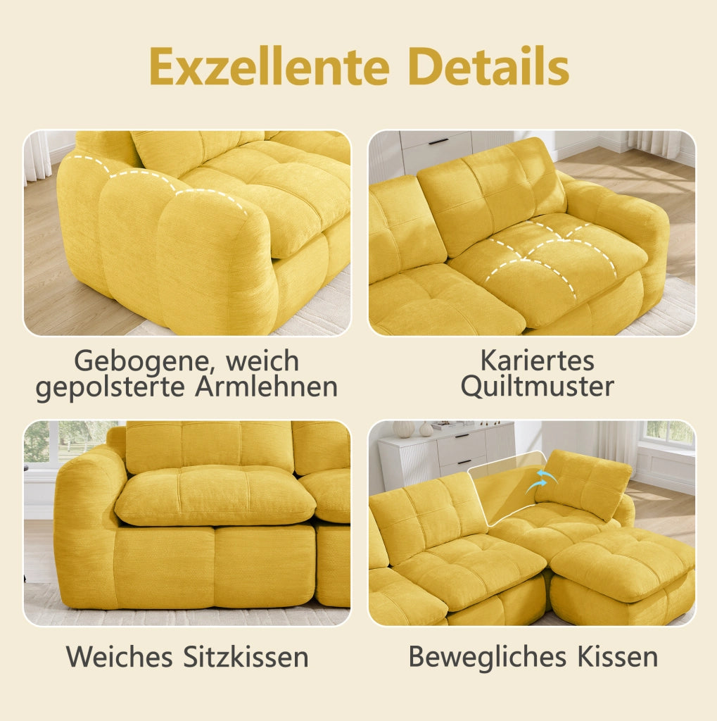 DIVANO Modulare 194x160 cm in Chenille Giallo