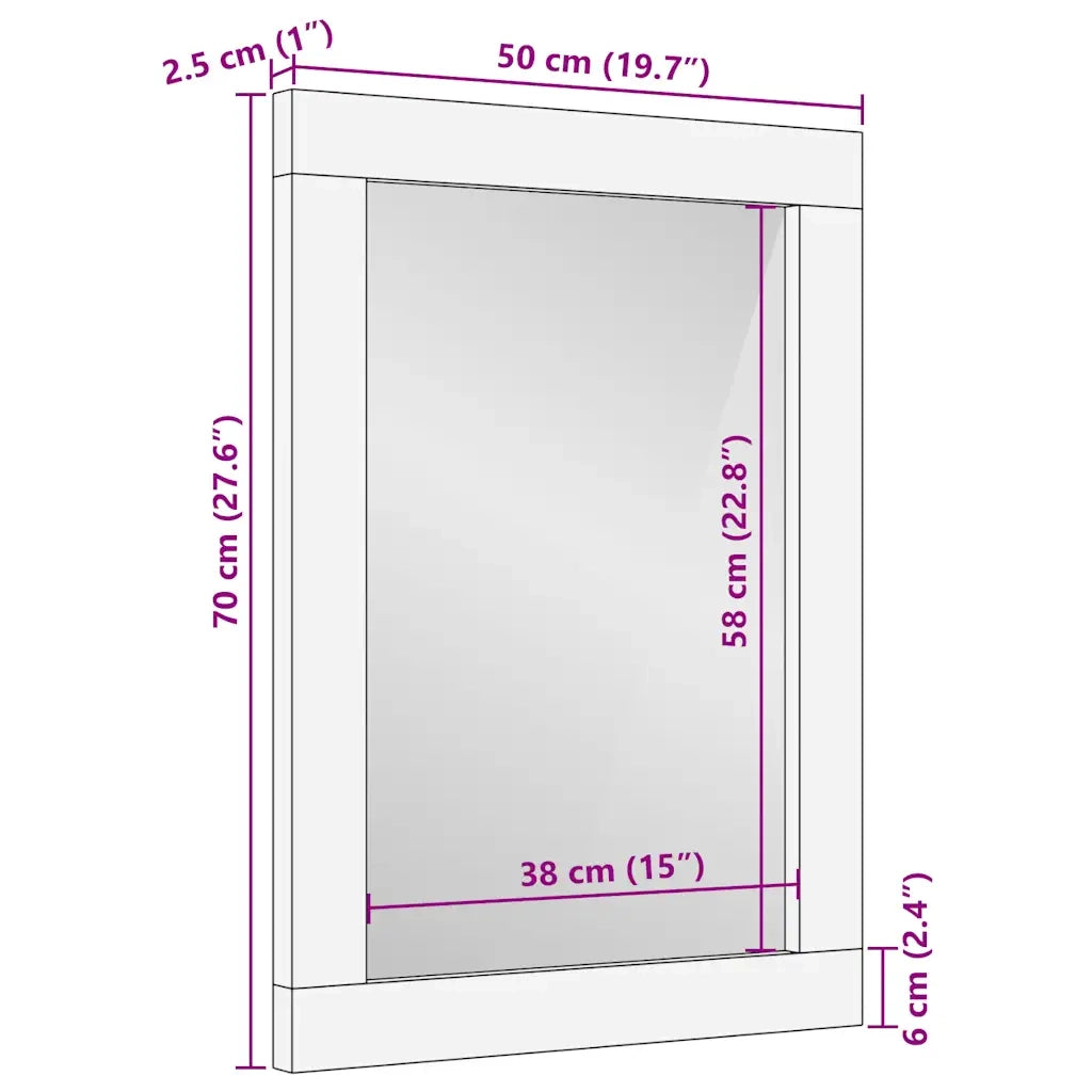 Specchio da bagno-Specchio per Bagno 50x2,5x70 cm in Legno Massello di Mango