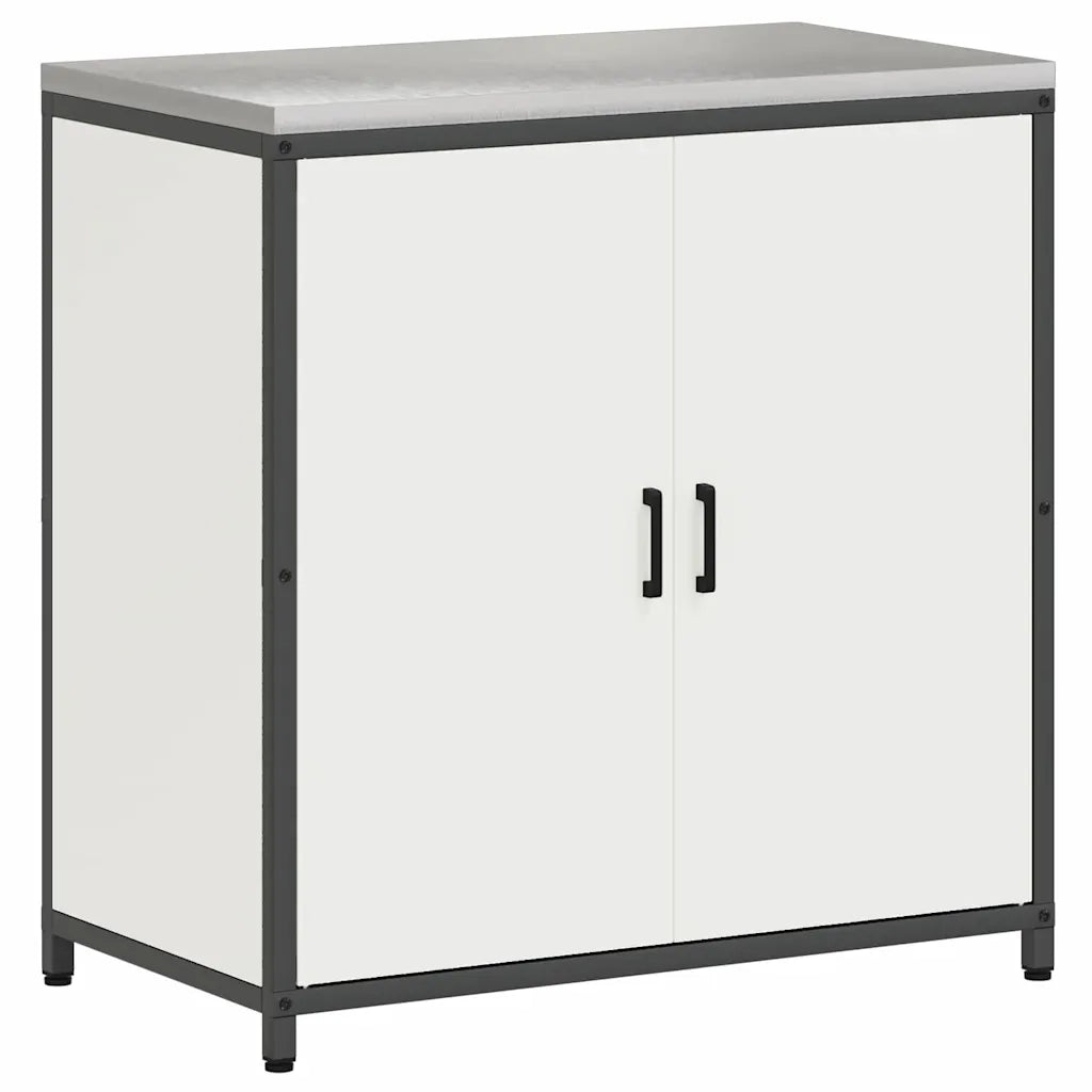 Set di Stoccaggio per Cucina con porta 2 pz-Armadietto Cucina-Armadietto Cucina Bianco Acciaio 715110