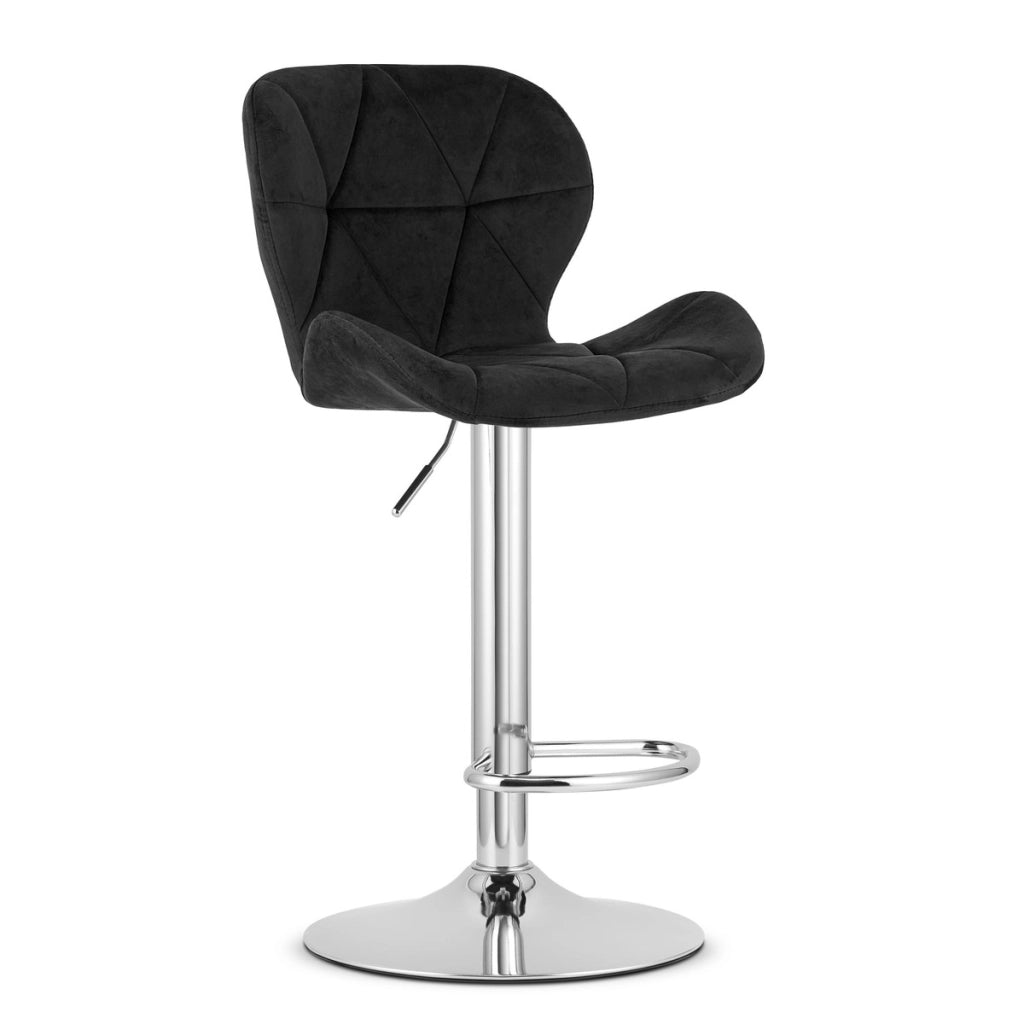 Sgabello West in velluto nero con base cromata