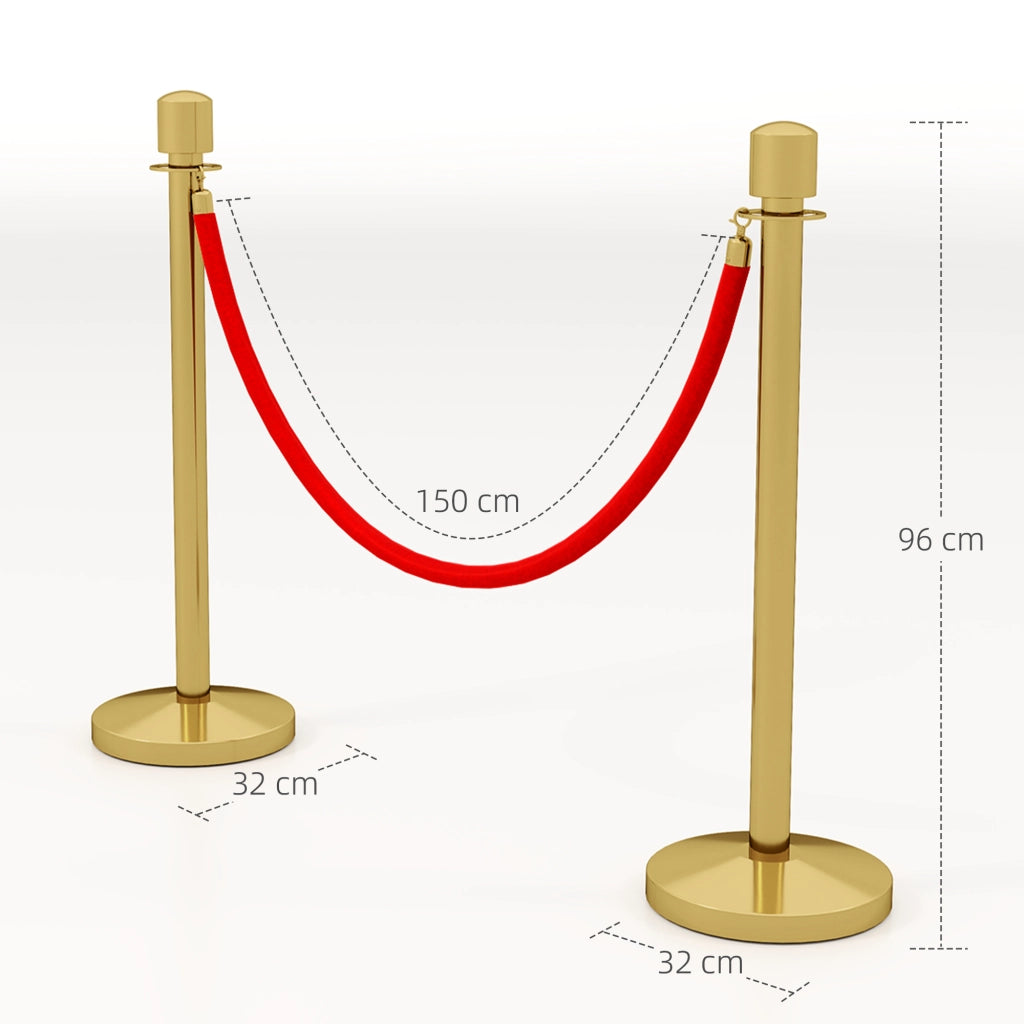Separatori per ambienti ¨C Minimal ¨C Acciaio inox con base dorata e corda rossa