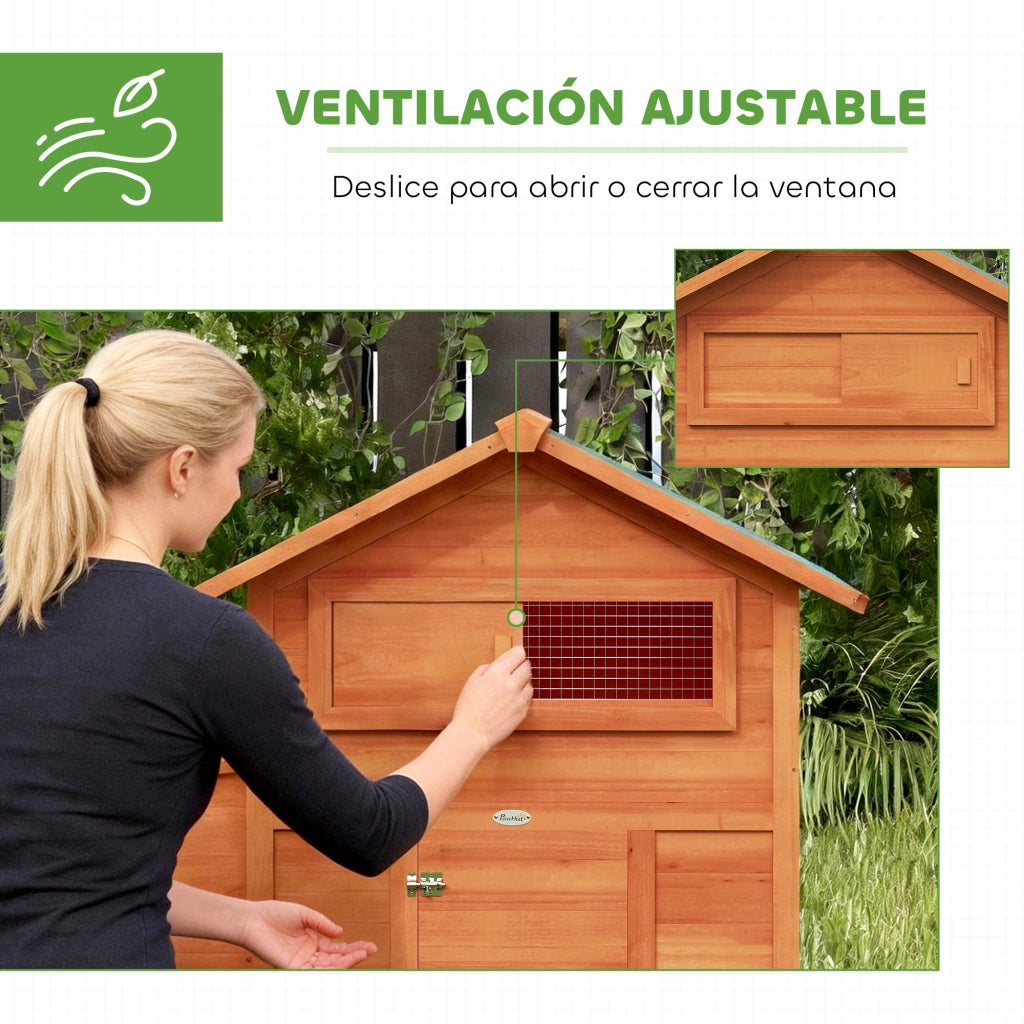 Pollaio da Giardino in Legno con Nido e Tetto Impermeabile ¨C Xylo ¨C 113,5x67,5x95,5 cm