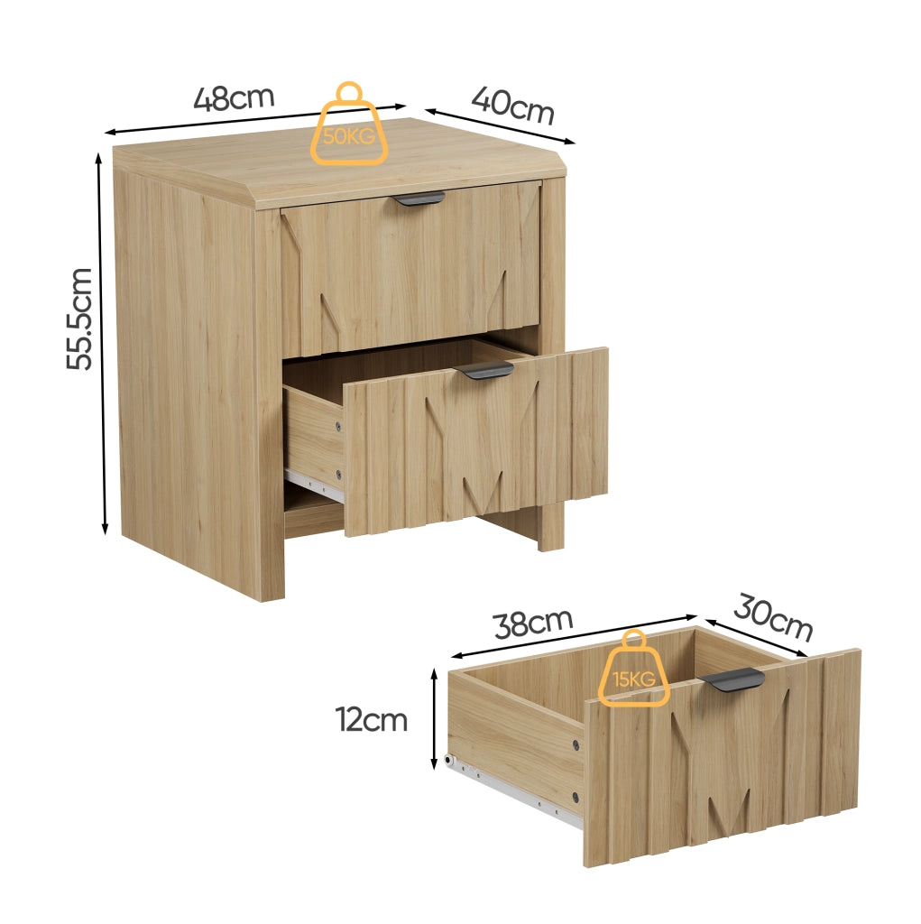 Comodino con cassetto effetto rovere in MDF