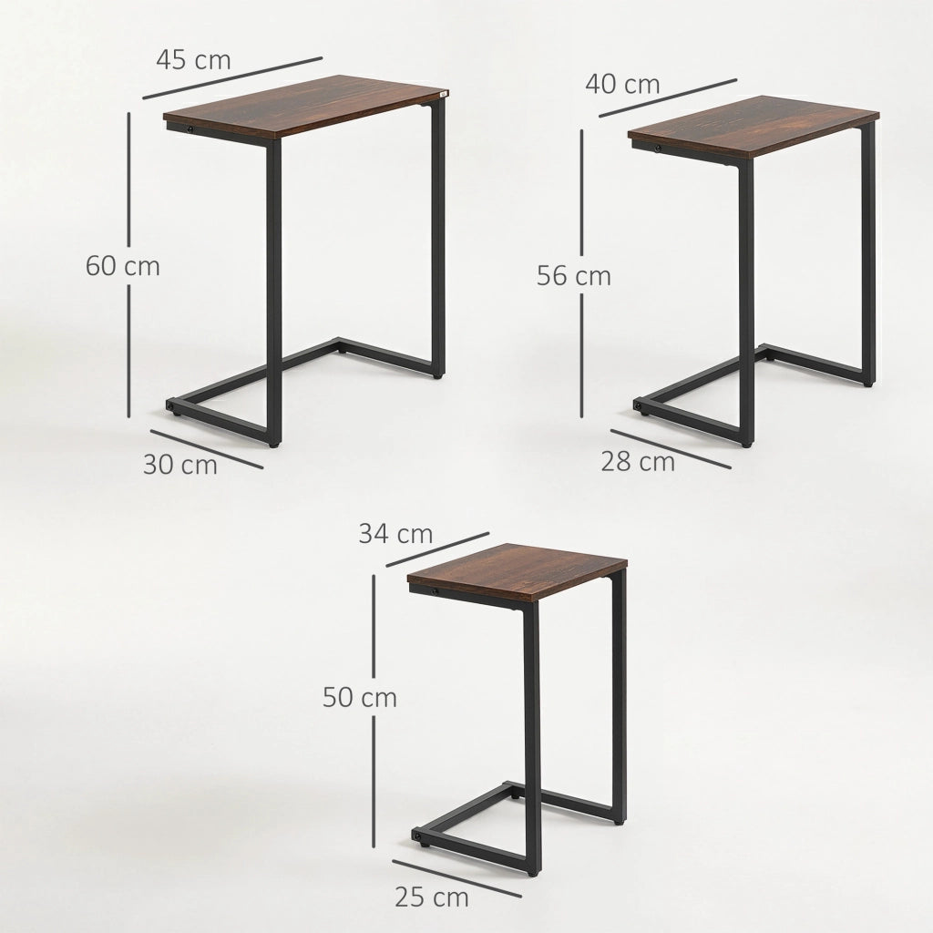 Set Tavolino da Caff¨¨ Industrial ¨C zephmum ¨C marrone+nero 45x30x60 cm