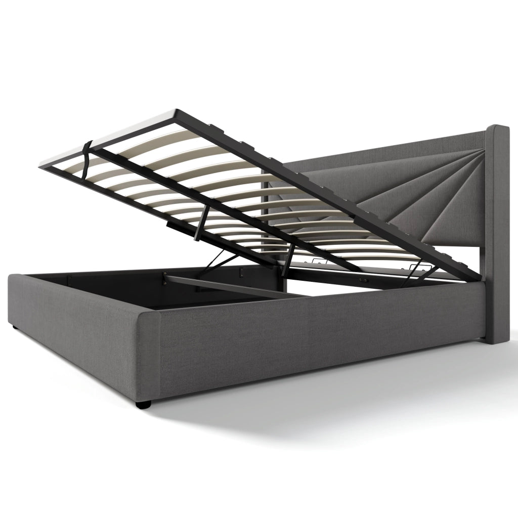 Letto matrimoniale contenitore 180x200 grigio con testiera USB e Tipo C