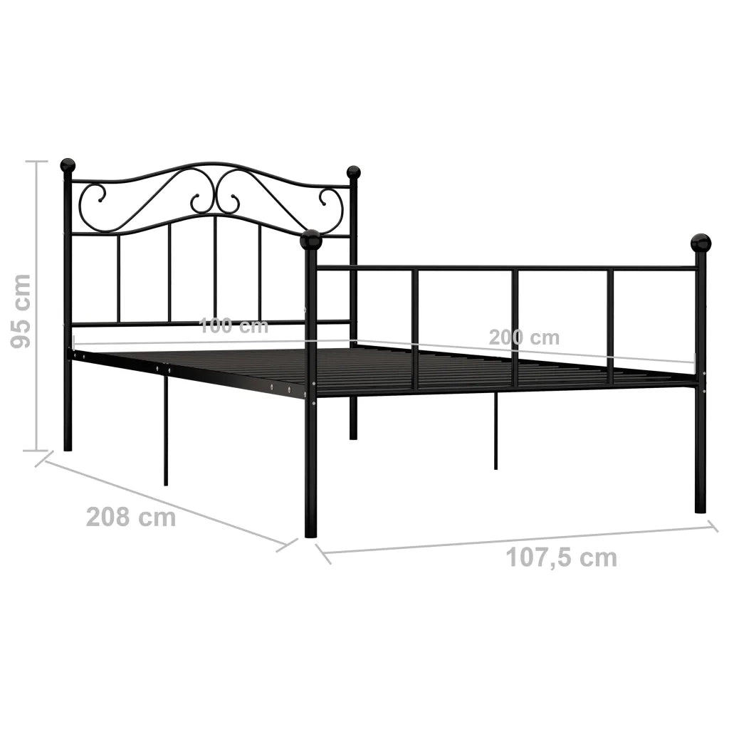 Giroletto-Struttura Letto Nero in Metallo 100x200 cm 720763