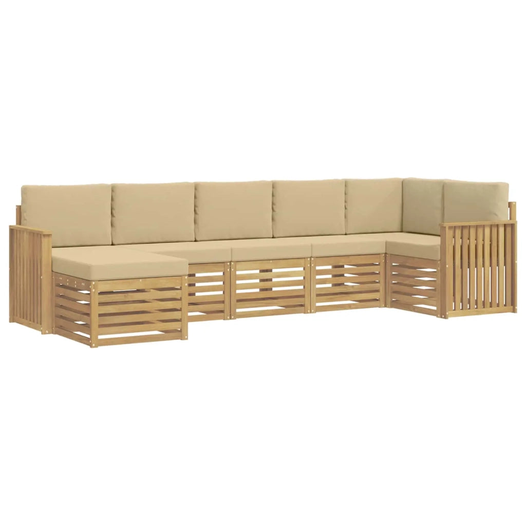 Set di divani da esterno 7 pcs Bianco e Beige 3392193