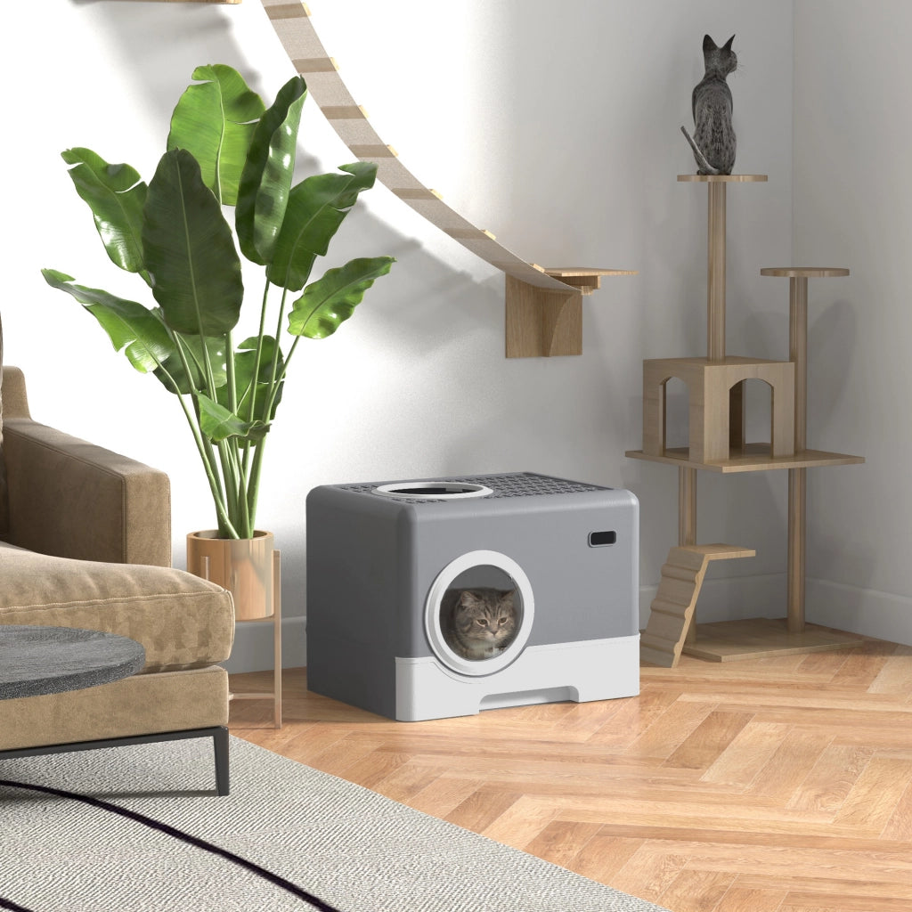 Arenero per Gatti con Vassoio Estraibile ¨C Minimal ¨C 52x41x38,5 cm Grigio