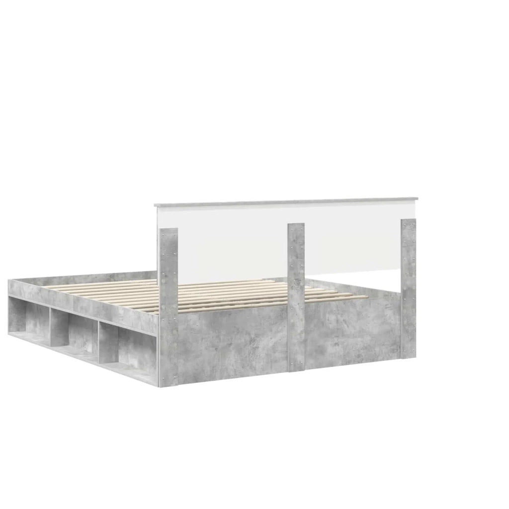 Letto matrimoniale | Letto per adulti | Struttura del letto Calcestruzzo 160 x 200 cm Pino massello