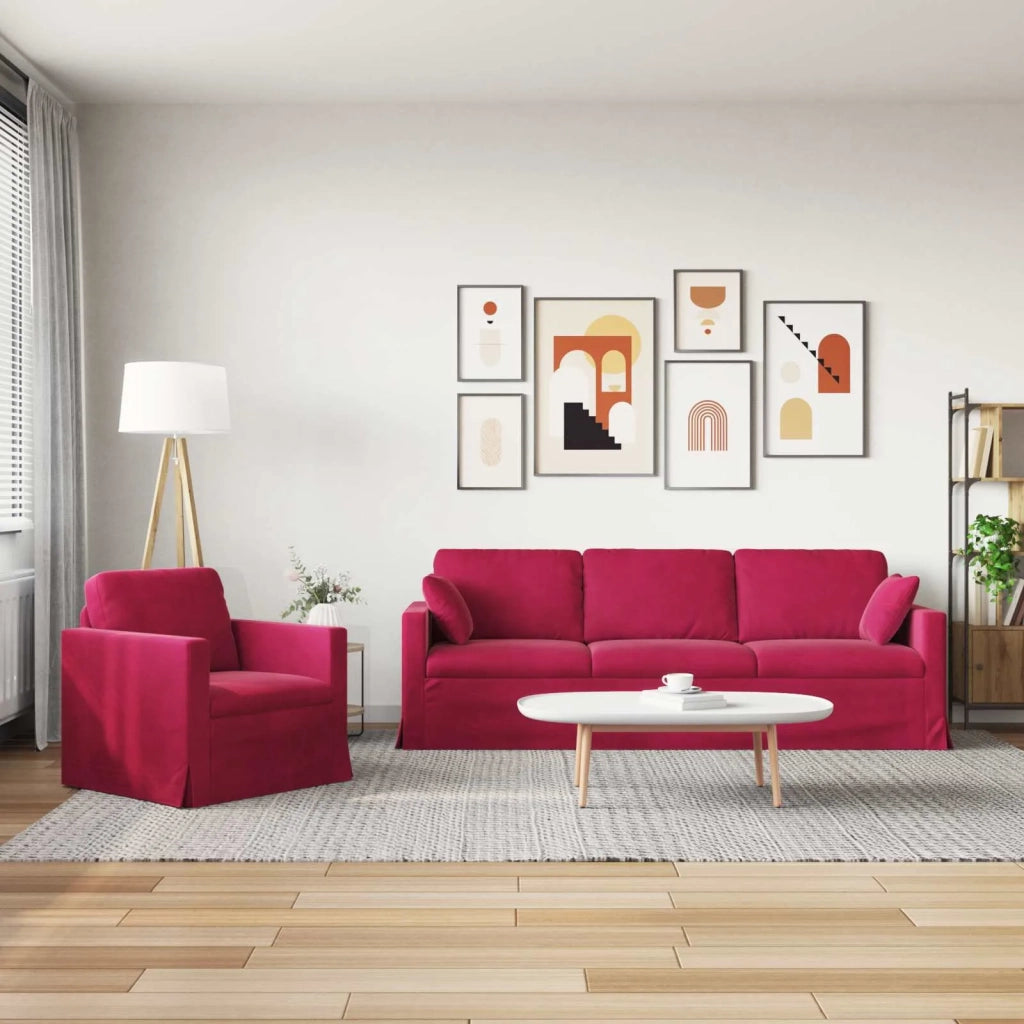 Set di divani 2 pz Rosso Vino Velluto 3407630