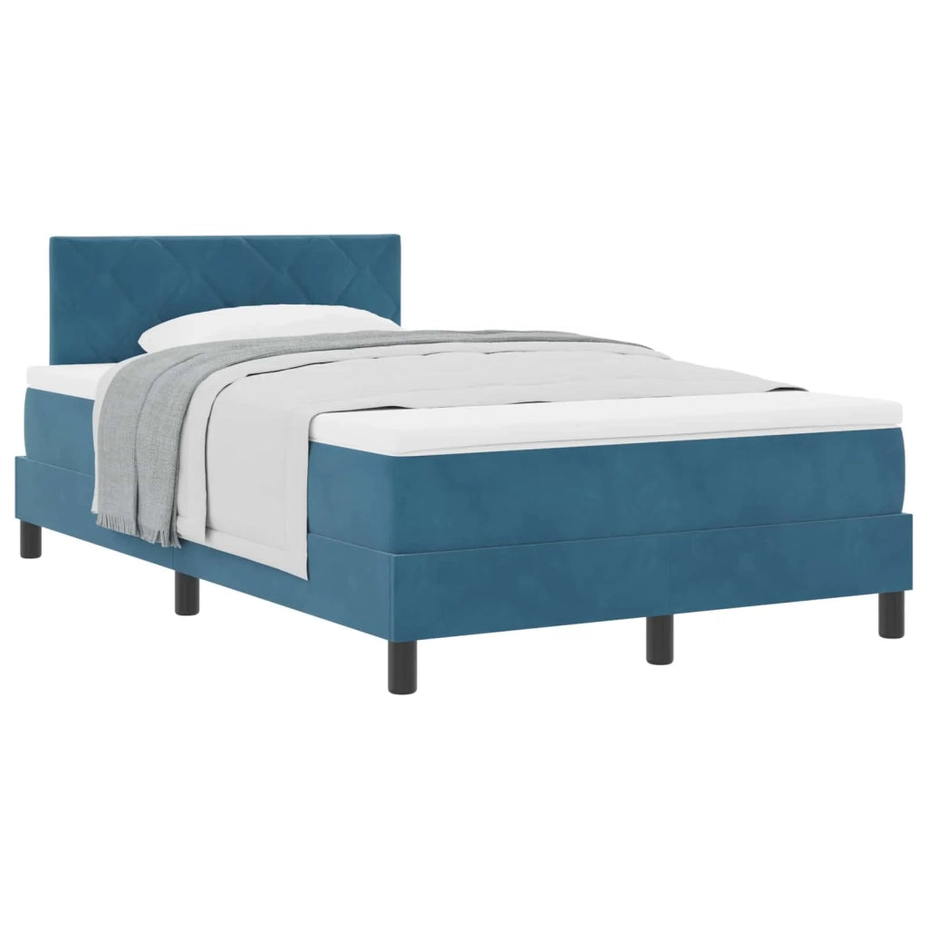 Letto a molle con materasso Blu Scuro 120 x 190 cm Velluto 3339228
