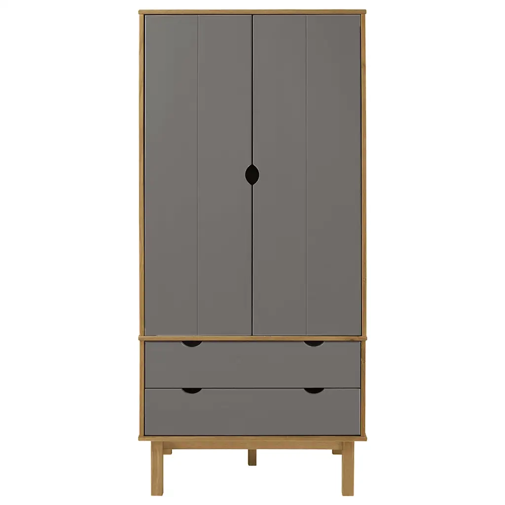 Armadio OTTA Marrone e Grigio 76,5x53x172 cm in Legno di Pino CFW7416793