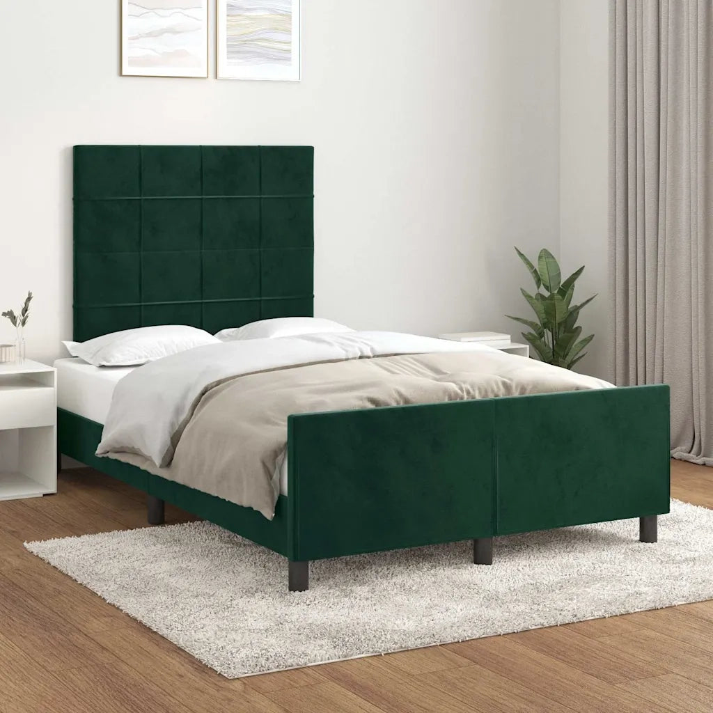 Giroletto senza Materasso-Struttura Letto Verde Scuro 120x190 cm Velluto 373354