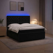 Letto Box Spring LED con Materasso Nero 140 x 200 cm Velluto 3456079