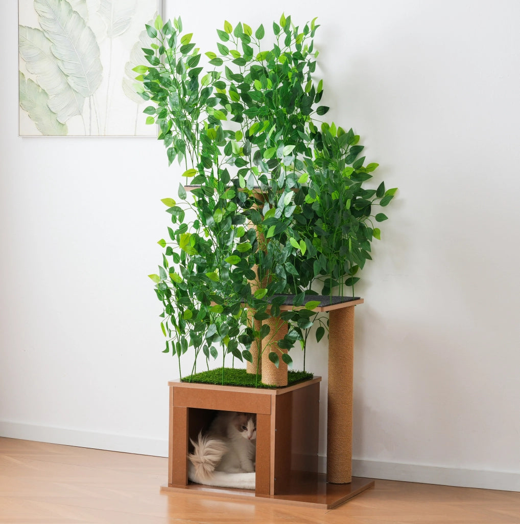 Tiragraffi per gatti ad albero 60x45x158 cm con 3 piattaforme in MDF; verde