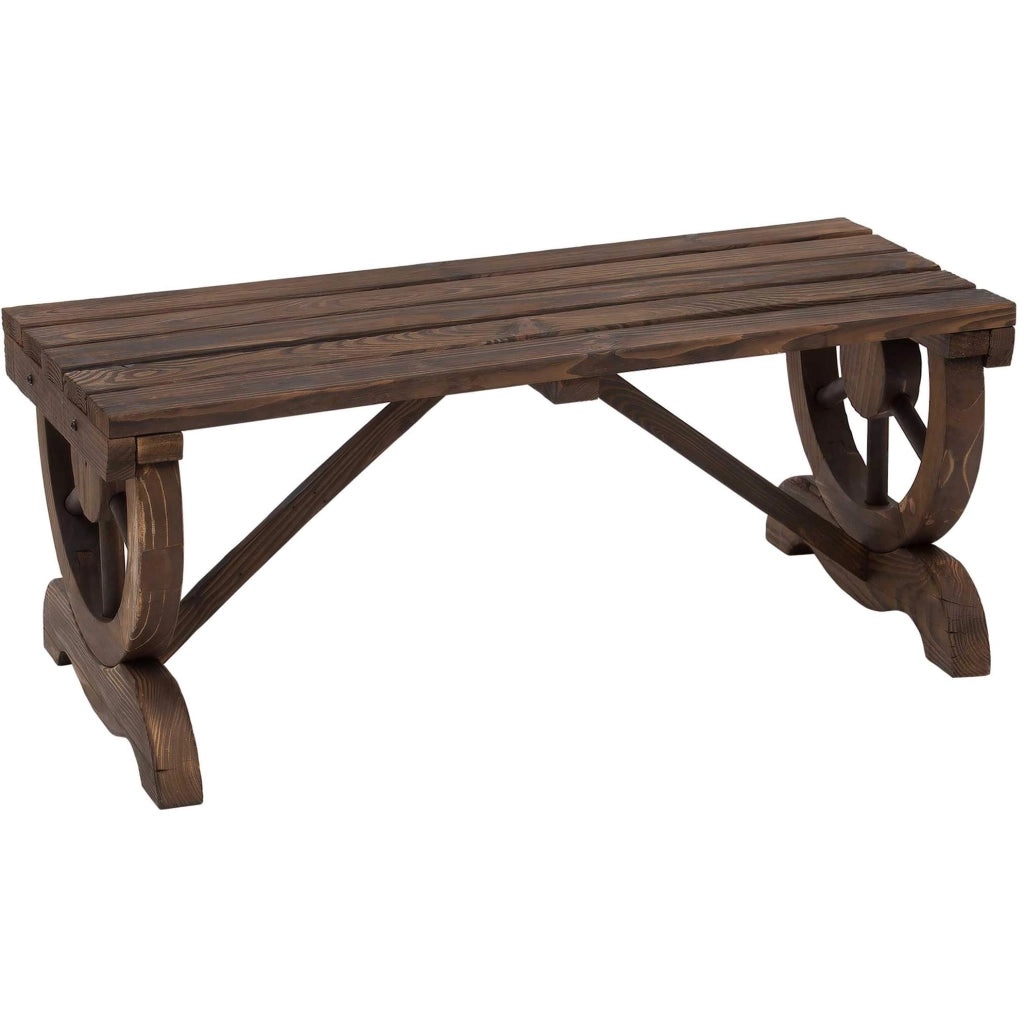 Panca da giardino rustica in legno 98 x 50 x 39,5 cm