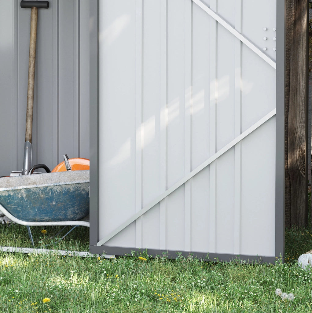 Casetta da Giardino in Acciaio 0,92 m² con Porta Chiudibile e Tetto a Falde, 100x103x160 cm, Grigio