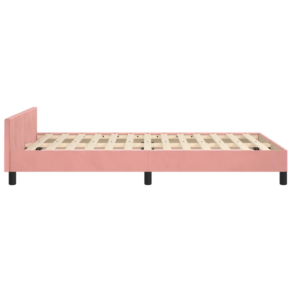 Letto matrimoniale | Letto per adulti | Giroletto con Testiera Rosa 120x200 cm in Velluto
