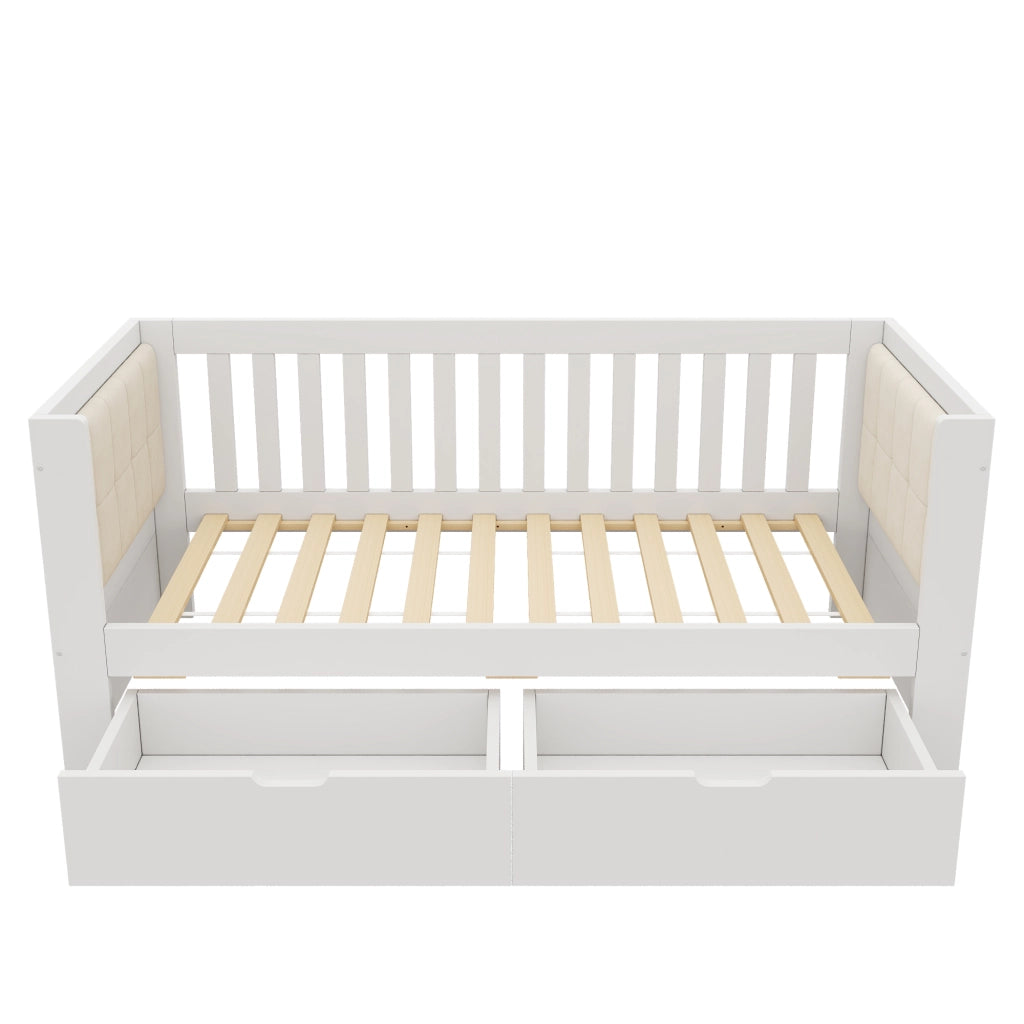 Letto da giorno bianco 90x190 cm con due cassetti