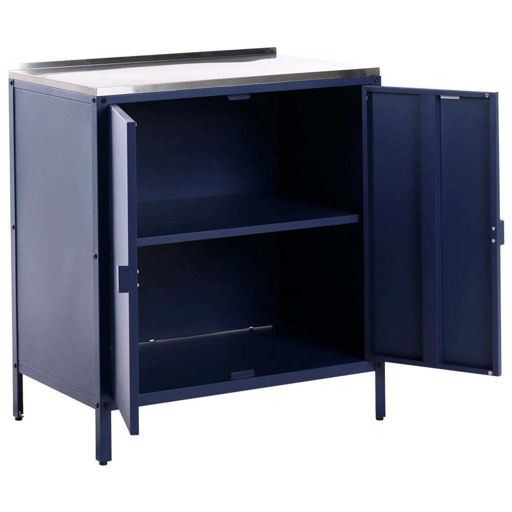 Set di cucina da esterno 2 elementi in acciaio inox blu 2 armadietto e lavello a leva cucina esterna
