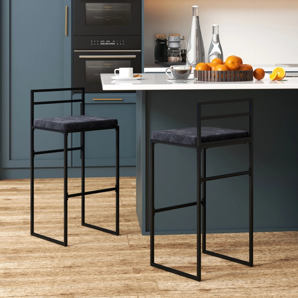Sgabello da bar ¨C zephmum ¨C nero velluto 74 cm
