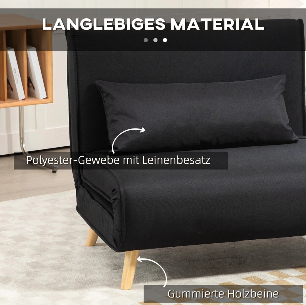 Poltrona letto 2 in 1 nera con schienale regolabile