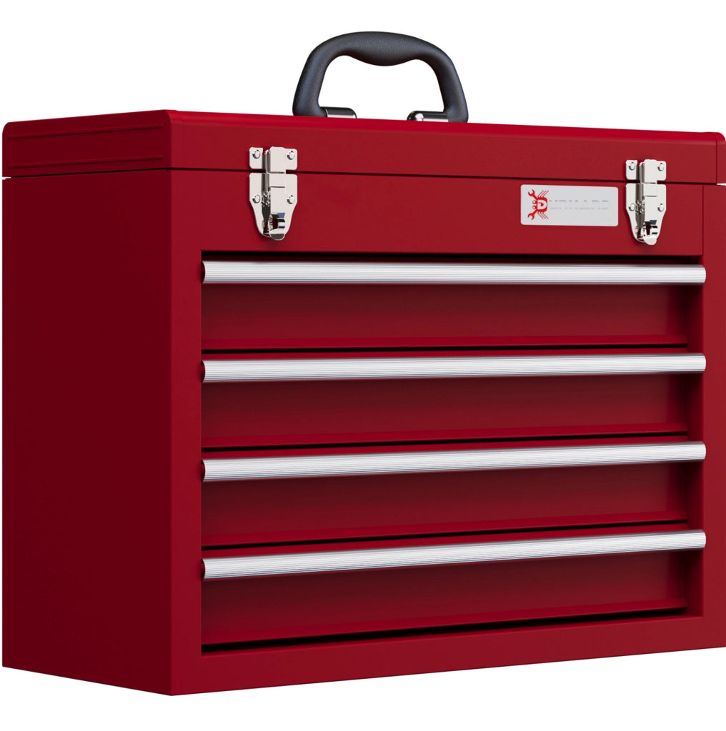 Cassettiera per attrezzi vuota in acciaio, 51 x 22 x 39,5 cm, 4 cassetti con cuscinetti a sfera, cassettone superiore con serratura e maniglia