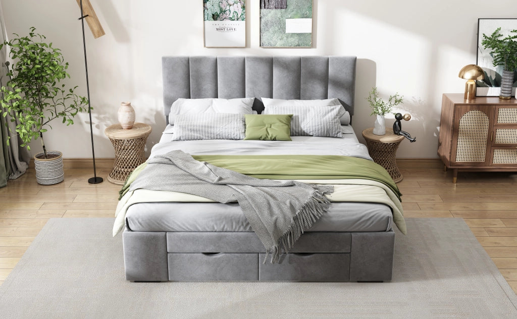 letto imbottito velluto grigio 142 x 203.5 cm