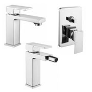 Set miscelatori lavabo bidet e doccia a due vie cromato Amber