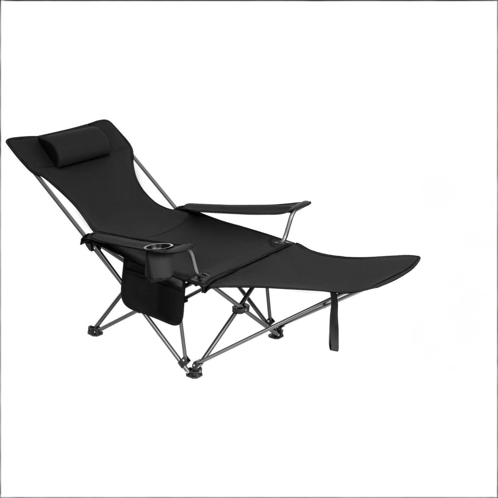 Sedia pieghevole da campeggio con poggiapiedi estraibile; 115x84x88;5 cm; nero