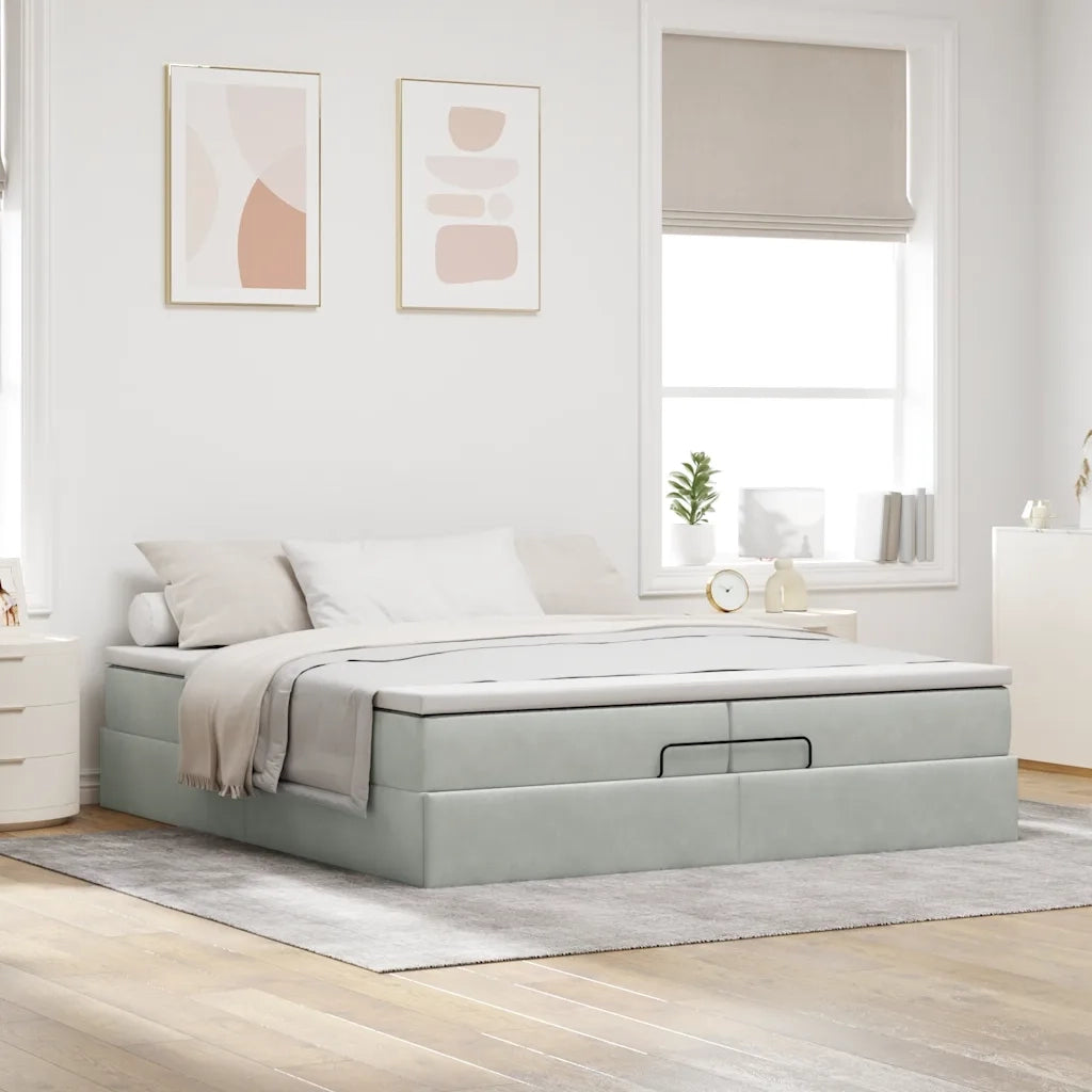 Struttura Letto Pouf con Materassi 200x200 cm Velluto
